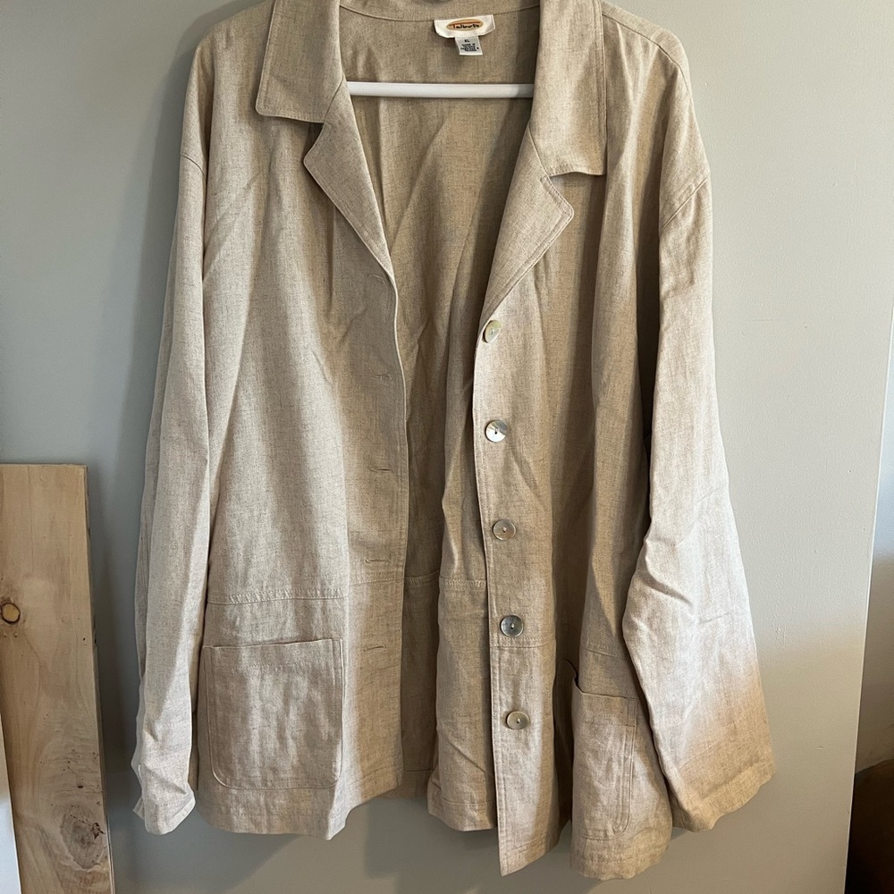 Talbots Beige Linen Blazer - Neutral Tan